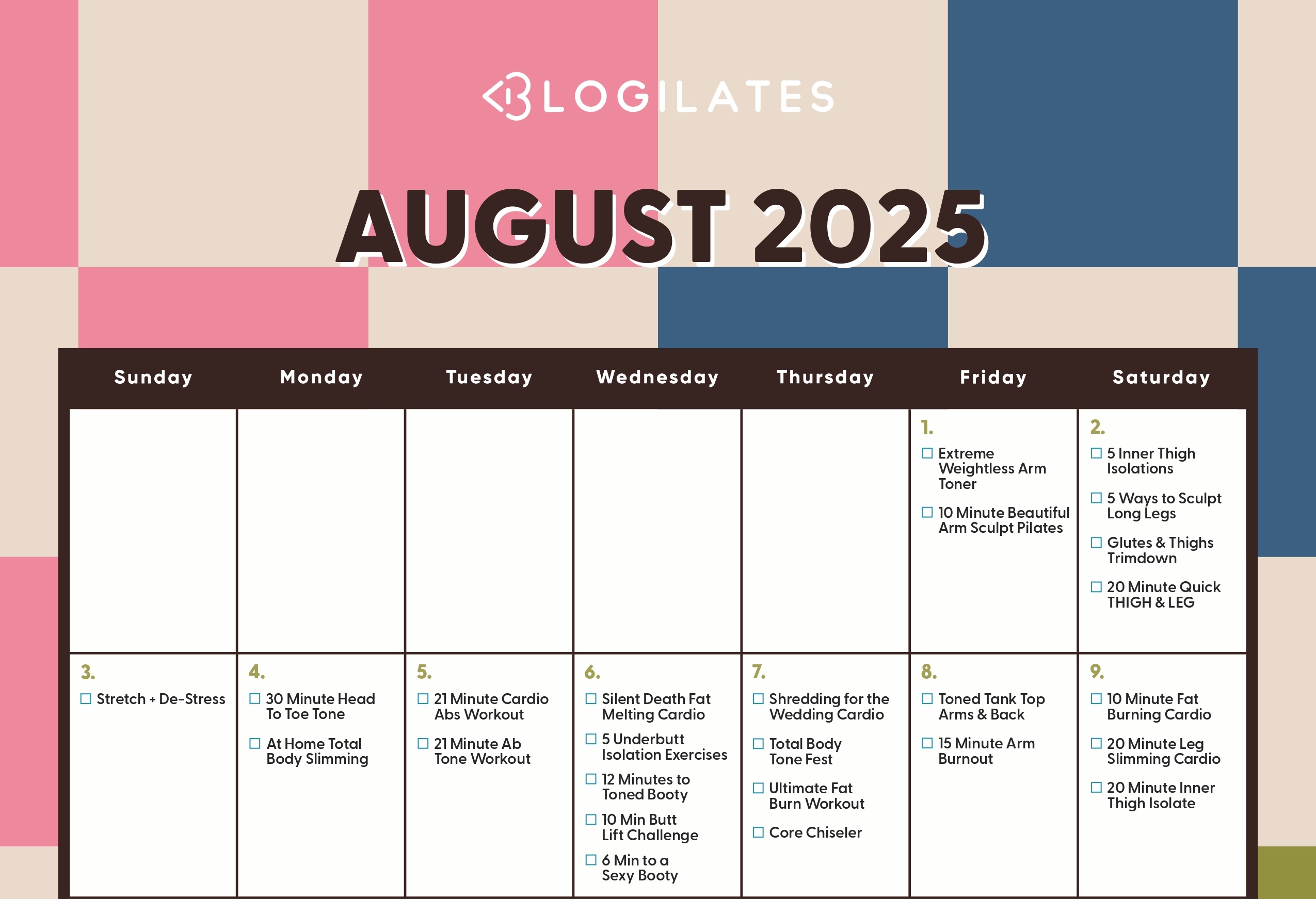 Ready For Your Blogilates August 2025 Workout Calendar?!