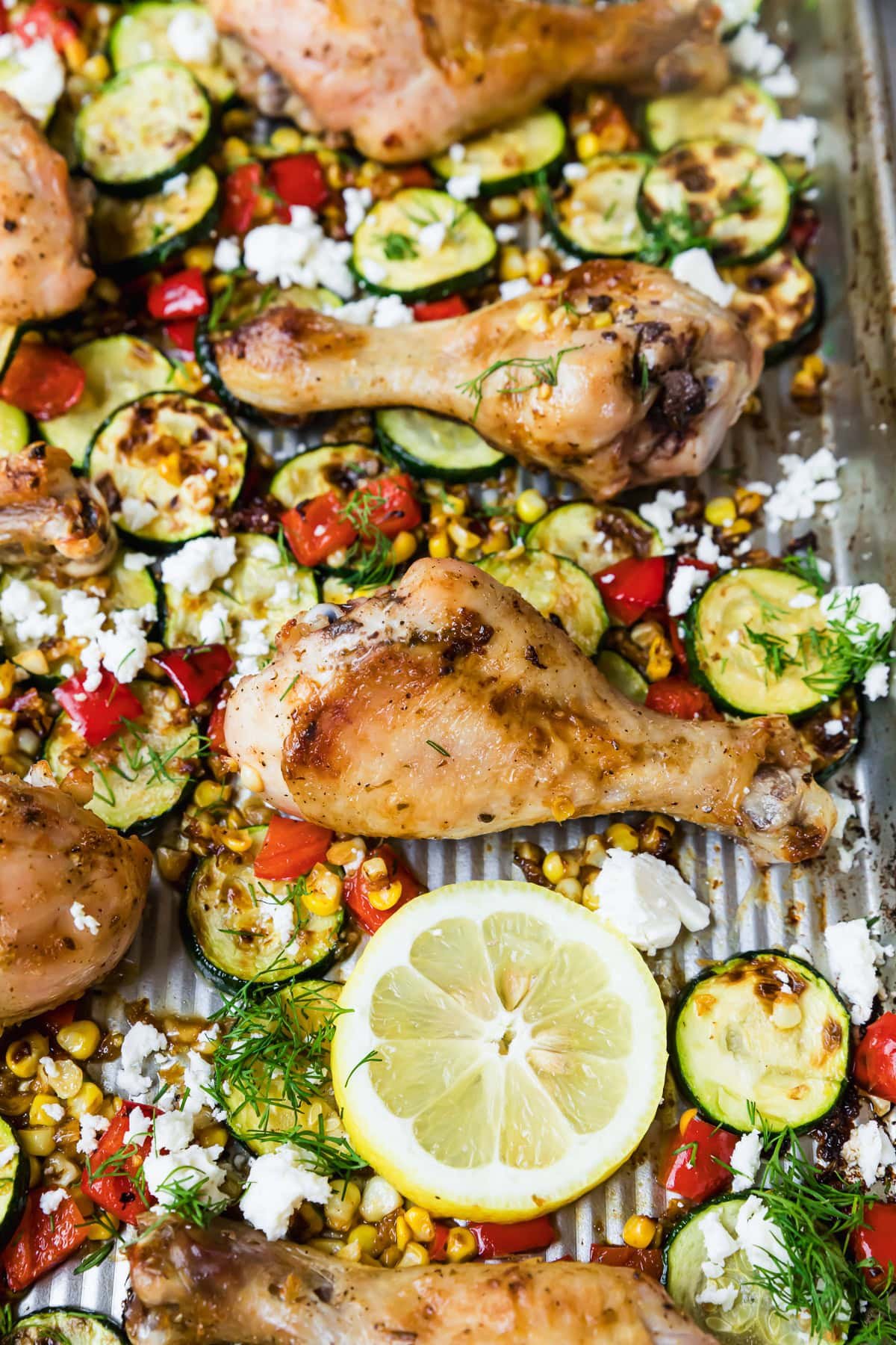 Sheet Pan Chicken Drumsticks with Zucchini and Corn Sheet Pan Chicken Drumsticks with Zucchini and Corn