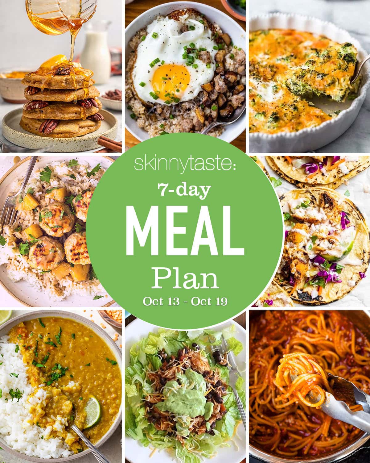 Free 7 Day Healthy Meal Plan (Oct. 13-19)